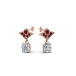 Load image into Gallery viewer, 1-ct.-round-art-deco-design-earring-with-ruby-in-14K-rose-gold-FDEAR8425-0.50CTGRUDR-NL-RG
