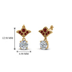 Load image into Gallery viewer, 1-ct.-round-art-deco-design-earring-with-ruby-in-14K-yellow-gold-FDEAR8425-0.50CTGRUDR-NL-YG
