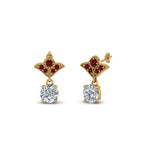 Load image into Gallery viewer, 1-ct.-round-art-deco-design-earring-with-ruby-in-14K-yellow-gold-FDEAR8425-0.50CTGRUDR-NL-YG
