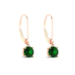 Load image into Gallery viewer, 1.00-ct-round-cut-emerald-leverback-dangle-earrings-in-rose-gold-fdear11236rogemgrangle3-1.00ct-nl-rg.jpg?v=1768373568