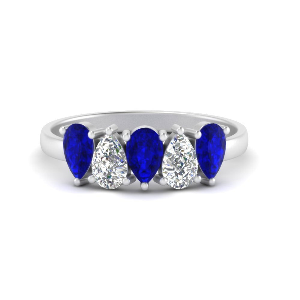 1.25-carat-5-stone-wedding-band-blue-sapphire-teardrop-white-gold-FD8294B-0.25CTGSABLANGLE3-NL-WG