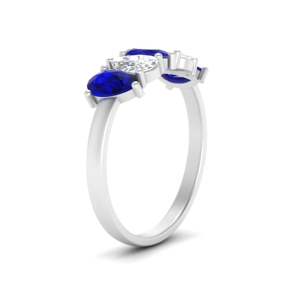 1.25-carat-5-stone-wedding-band-blue-sapphire-teardrop-white-gold-FD8294B-0.25CTGSABLANGLE3-NL-WG