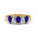 Load image into Gallery viewer, 1.25-carat-5-stone-wedding-band-blue-sapphire-teardrop-yellow-gold-FD8294B-0.25CTGSABLANGLE3-NL-YG
