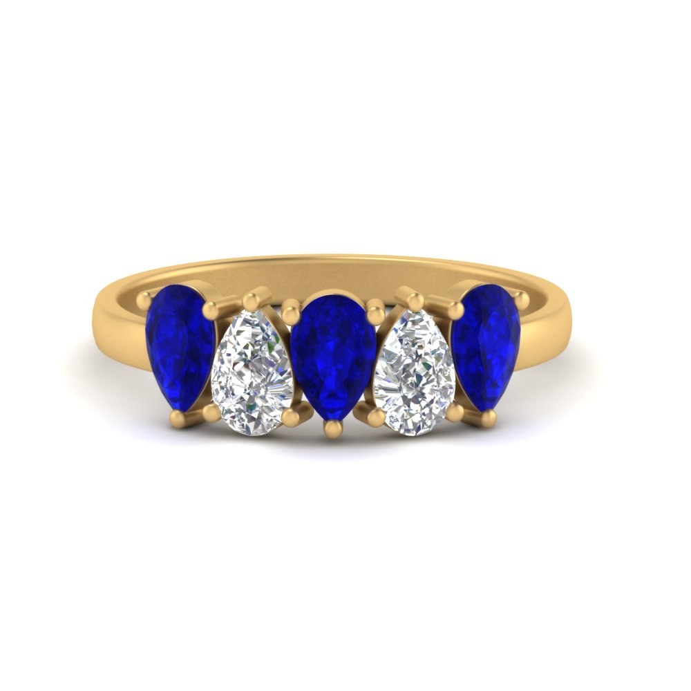 1.25-carat-5-stone-wedding-band-blue-sapphire-teardrop-yellow-gold-FD8294B-0.25CTGSABLANGLE3-NL-YG