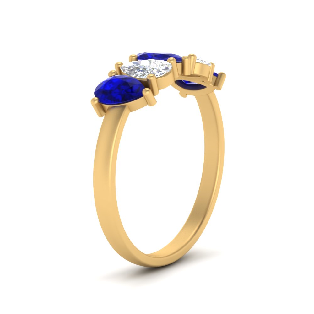 1.25-carat-5-stone-wedding-band-blue-sapphire-teardrop-yellow-gold-FD8294B-0.25CTGSABLANGLE3-NL-YG