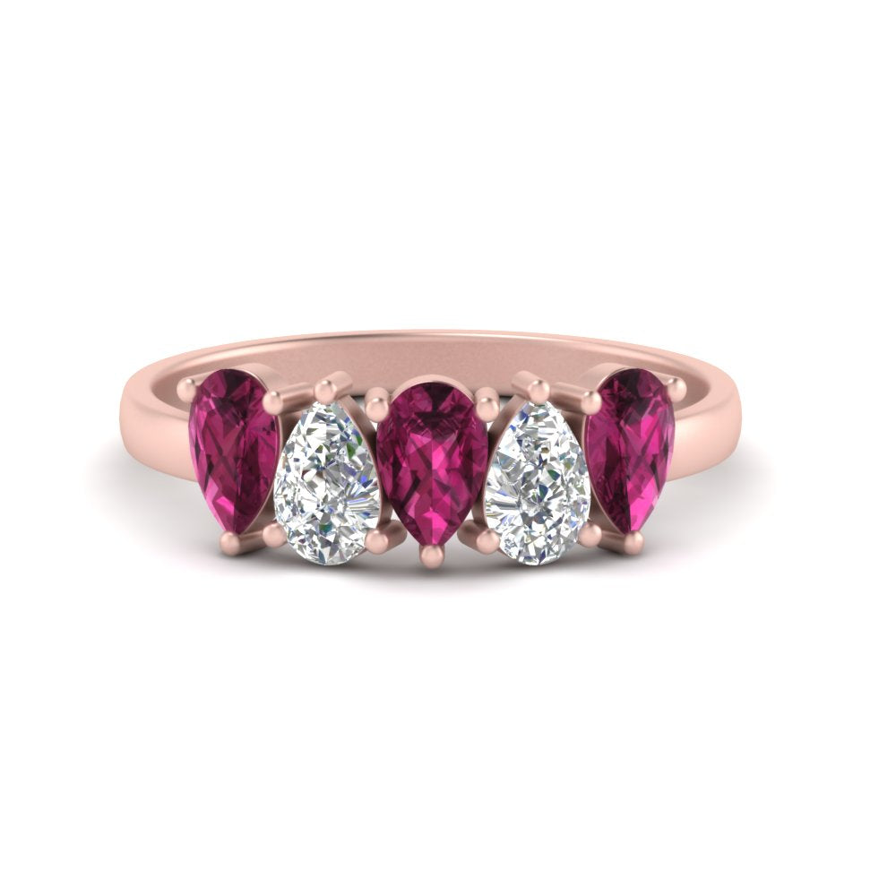 1.25-carat-5-stone-wedding-band-pink-sapphire-teardrop-rose-gold-FD8294B-0.25CTGSADRPIANGLE3-NL-RG