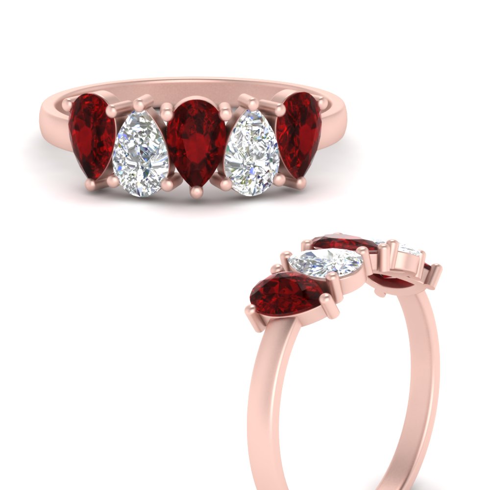 1.25-carat-5-stone-wedding-band-ruby-teardrop-rose-gold-FD8294B-0.25CTGRUDRANGLE3-NL-RG