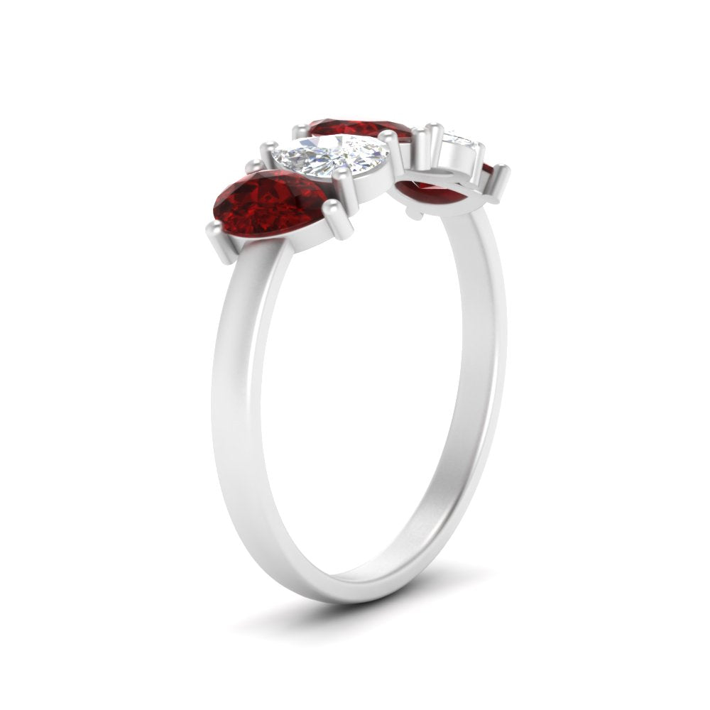 1.25-carat-5-stone-wedding-band-ruby-teardrop-white-gold-FD8294B-0.25CTGRUDRANGLE3-NL-WG