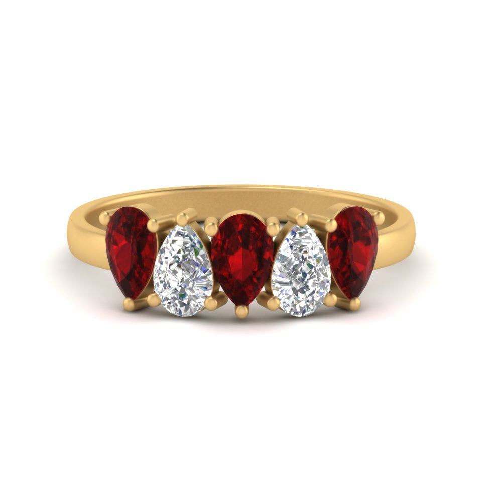 1.25-carat-5-stone-wedding-band-ruby-teardrop-yellow-gold-FD8294B-0.25CTGRUDRANGLE3-NL-YG
