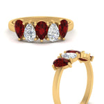 Load image into Gallery viewer, 1.25-carat-5-stone-wedding-band-ruby-teardrop-yellow-gold-FD8294B-0.25CTGRUDRANGLE3-NL-YG
