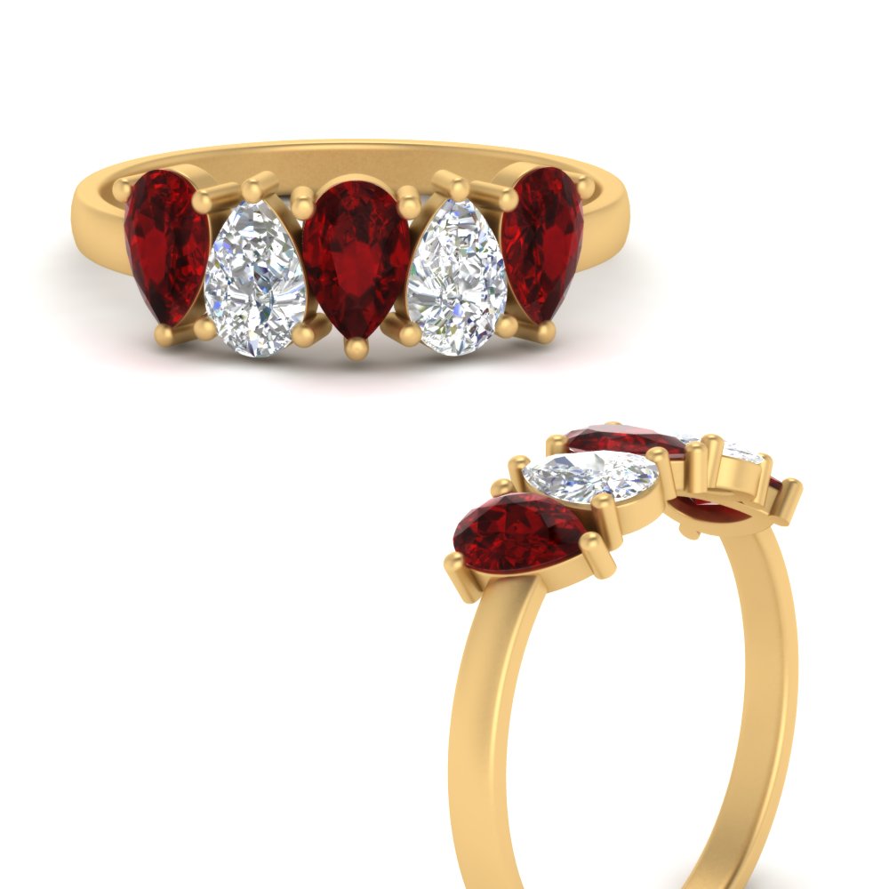 1.25-carat-5-stone-wedding-band-ruby-teardrop-yellow-gold-FD8294B-0.25CTGRUDRANGLE3-NL-YG