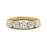 Load image into Gallery viewer, 1.25-carat-bezel-set-5-round-diamond-wedding-ring-in-FD10558B-0.25CT-NL-YG
