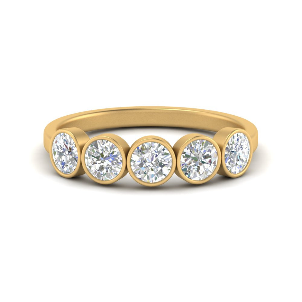 1.25-carat-bezel-set-5-round-diamond-wedding-ring-in-FD10558B-0.25CT-NL-YG