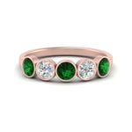 Load image into Gallery viewer, 1.25-carat-bezel-set-5-round-emerald-wedding-ring-in-FD10558B-0.25CTGEMGR-NL-RG
