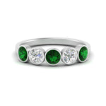 Load image into Gallery viewer, 1.25-carat-bezel-set-5-round-emerald-wedding-ring-in-FD10558B-0.25CTGEMGR-NL-WG
