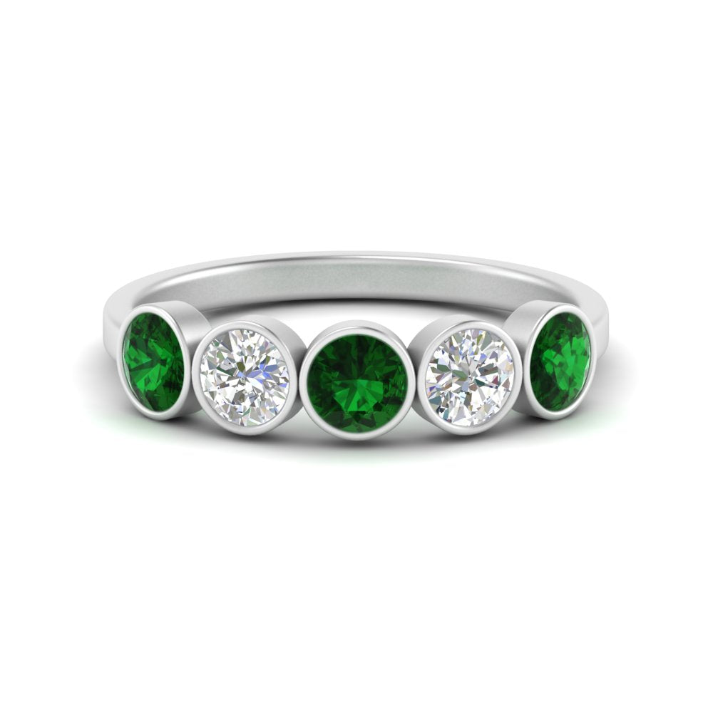 1.25-carat-bezel-set-5-round-emerald-wedding-ring-in-FD10558B-0.25CTGEMGR-NL-WG