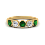 Load image into Gallery viewer, 1.25-carat-bezel-set-5-round-emerald-wedding-ring-in-FD10558B-0.25CTGEMGR-NL-YG
