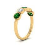 Load image into Gallery viewer, 1.25-carat-bezel-set-5-round-emerald-wedding-ring-in-FD10558B-0.25CTGEMGR-NL-YG
