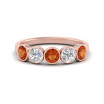 Load image into Gallery viewer, 1.25-carat-bezel-set-5-round-orange-sapphire-wedding-ring-in-FD10558B-0.25CTGSAOR-NL-RG
