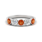 Load image into Gallery viewer, 1.25-carat-bezel-set-5-round-orange-sapphire-wedding-ring-in-FD10558B-0.25CTGSAOR-NL-WG
