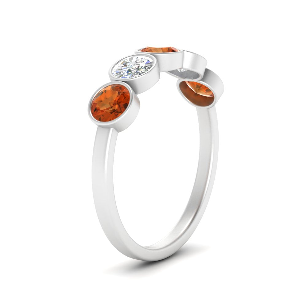 1.25-carat-bezel-set-5-round-orange-sapphire-wedding-ring-in-FD10558B-0.25CTGSAOR-NL-WG