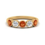 Load image into Gallery viewer, 1.25-carat-bezel-set-5-round-orange-sapphire-wedding-ring-in-FD10558B-0.25CTGSAOR-NL-YG

