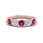 Load image into Gallery viewer, 1.25-carat-bezel-set-5-round-pink-sapphire-wedding-ring-in-FD10558B-0.25CTGSADRPI-NL-RG
