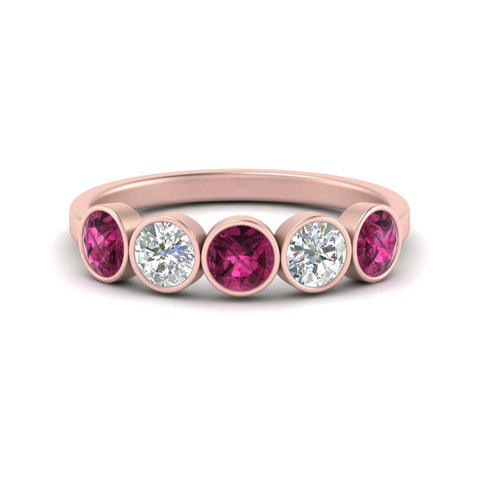 1.25-carat-bezel-set-5-round-pink-sapphire-wedding-ring-in-rose-gold-FD10558B-0.25CTGSADRPI-NL-RG.jpg?v=1757070499