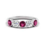 Load image into Gallery viewer, 1.25-carat-bezel-set-5-round-pink-sapphire-wedding-ring-in-FD10558B-0.25CTGSADRPI-NL-WG
