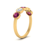 Load image into Gallery viewer, 1.25-carat-bezel-set-5-round-pink-sapphire-wedding-ring-in-FD10558B-0.25CTGSADRPI-NL-YG
