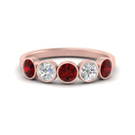 Load image into Gallery viewer, 1.25-carat-bezel-set-5-round-ruby-wedding-ring-in-FD10558B-0.25CTGRUDR-NL-RG
