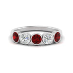 Load image into Gallery viewer, 1.25-carat-bezel-set-5-round-ruby-wedding-ring-in-FD10558B-0.25CTGRUDR-NL-WG
