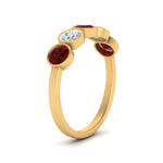 Load image into Gallery viewer, 1.25-carat-bezel-set-5-round-ruby-wedding-ring-in-FD10558B-0.25CTGRUDR-NL-YG
