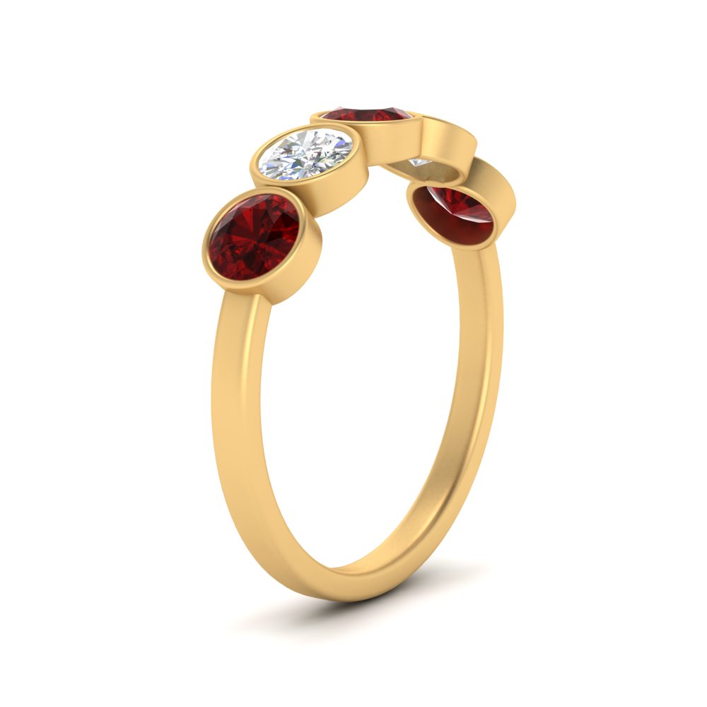 1.25-carat-bezel-set-5-round-ruby-wedding-ring-in-FD10558B-0.25CTGRUDR-NL-YG