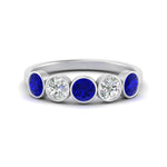 Load image into Gallery viewer, 1.25-carat-bezel-set-5-round-sapphire-wedding-ring-in-FD10558B-0.25CTGSABL-NL-WG

