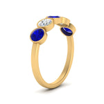 Load image into Gallery viewer, 1.25-carat-bezel-set-5-round-sapphire-wedding-ring-in-FD10558B-0.25CTGSABL-NL-YG
