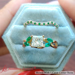Load image into Gallery viewer, princess-cut-twisted-diamond-bridal-set-with-emerald-in-14K-yellow-gold-FD8300PRGEMGR-NL-YG.jpg
