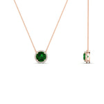 Load image into Gallery viewer, 1.5-carat-beautiful-halo-diamond-pendant-necklace-with-emerald-in-FDPD10984GEMGR-1.50CT-NL-RG-CS
