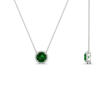 Load image into Gallery viewer, 1.5-carat-beautiful-halo-diamond-pendant-necklace-with-emerald-in-FDPD10984GEMGR-1.50CT-NL-WG-CS
