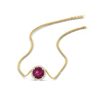 Load image into Gallery viewer, 1.5-carat-beautiful-halo-diamond-pendant-necklace-with-pink-sapphire-in-FDPD10984GSADRPI-1.50CT-NL-YG-CS
