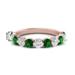 Load image into Gallery viewer, 1.5-carat-single-shared-prong-diamond-anniversary-band-with-emerald-in-rose-gold-FD9478BGEMGR-NL-1.50CT-RG

