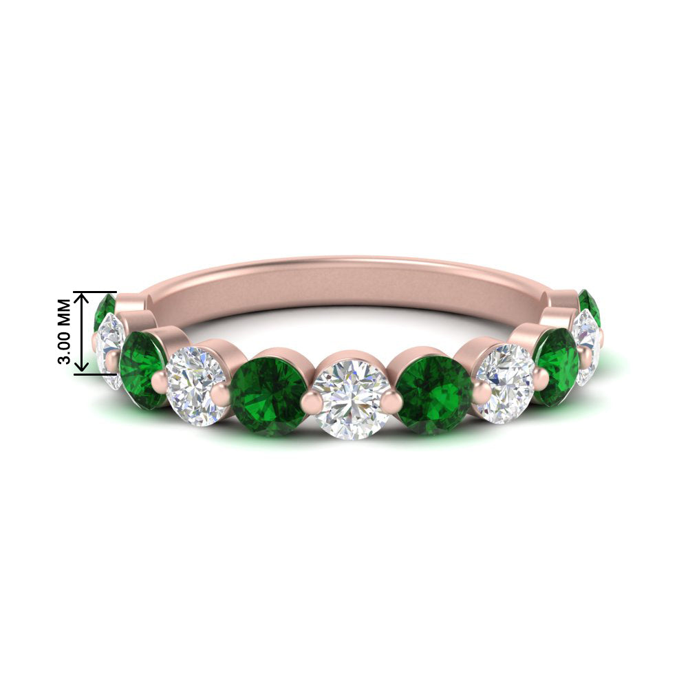 1.5-carat-single-shared-prong-diamond-anniversary-band-with-emerald-in-rose-gold-FD9478BGEMGR-NL-1.50CT-RG