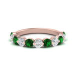 Load image into Gallery viewer, 1.5-carat-single-shared-prong-diamond-anniversary-band-with-emerald-in-rose-gold-FD9478BGEMGR-NL-1.50CT-RG
