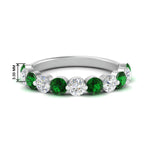 Load image into Gallery viewer, 1.5-carat-single-shared-prong-diamond-anniversary-band-with-emerald-in-white-gold-FD9478BGEMGR-NL-1.50CT-WG
