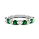 Load image into Gallery viewer, 1.5-carat-single-shared-prong-diamond-anniversary-band-with-emerald-in-white-gold-FD9478BGEMGR-NL-1.50CT-WG
