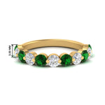 Load image into Gallery viewer, 1.5-carat-single-shared-prong-diamond-anniversary-band-with-emerald-in-yellow-gold-FD9478BGEMGR-NL-1.50CT-YG
