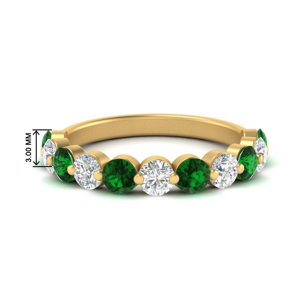 1.5-carat-single-shared-prong-diamond-anniversary-band-with-emerald-in-yellow-gold-FD9478BGEMGR-NL-1.50CT-YG