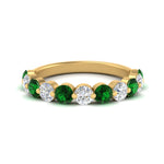 Load image into Gallery viewer, 1.5-carat-single-shared-prong-diamond-anniversary-band-with-emerald-in-yellow-gold-FD9478BGEMGR-NL-1.50CT-YG
