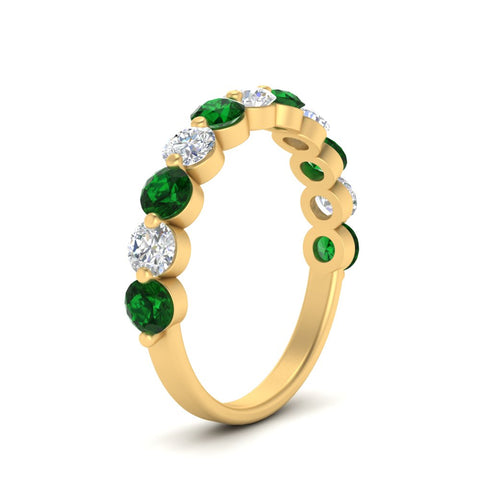 1.5-carat-single-shared-prong-diamond-anniversary-band-with-emerald-in-yellow-gold-FD9478BGEMGR-NL-1.50CT-YG