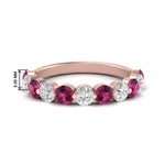 Load image into Gallery viewer, 1.5-carat-single-shared-prong-diamond-anniversary-band-with-pink-sapphaire-in-rose-gold-FD9478BGSADRPI-NL-1.50CT-RG
